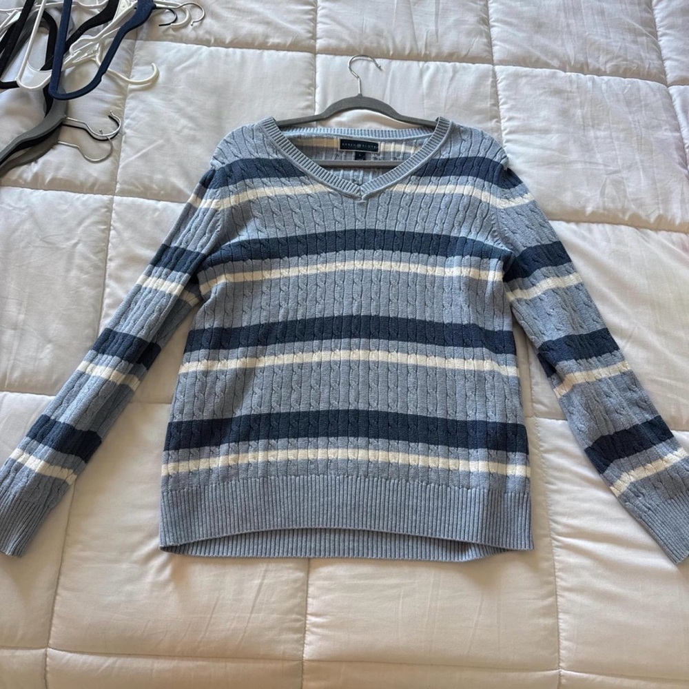 Women's Striped V-Neck Sweater